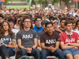 Students among the 2,000 people who attended the ANU commencement address