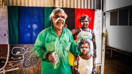 Jacky Green with daughters Shauntrell and Jackie Green at a special award ceremony in Borroloola. Photo: Karl Goodsell/ACF/CAEPR.
 