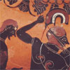 Ancient mediterranean art showing black-figure warriors