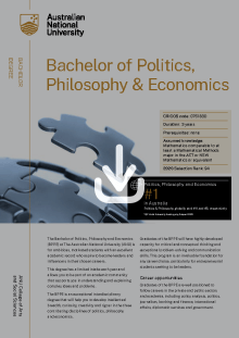 ANU Bachelor of Politics, Philosophy & Economics (PPE) flyer