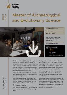 ANU Master of Archaeological and Evolutionary Science flyer