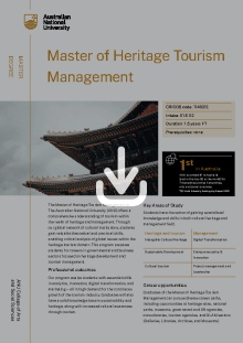 ANU Master of Heritage Tourism Management flyer