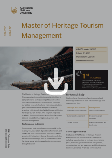 ANU Master of Heritage Tourism Management flyer