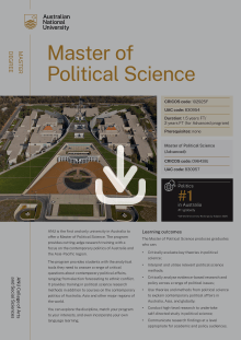 ANU Master of Political Science flyer