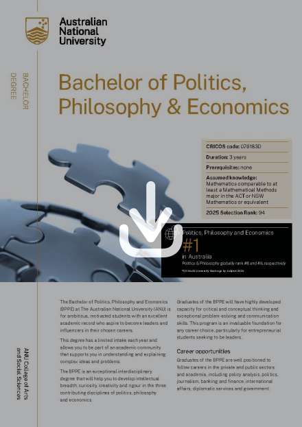 Bachelor of Politics, Philosophy & Economics flyer