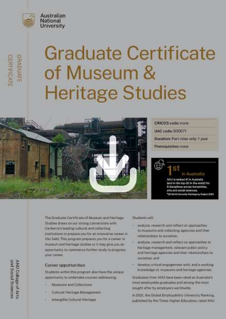 Graduate Certificate of Museum and Heritage Studies flyer
