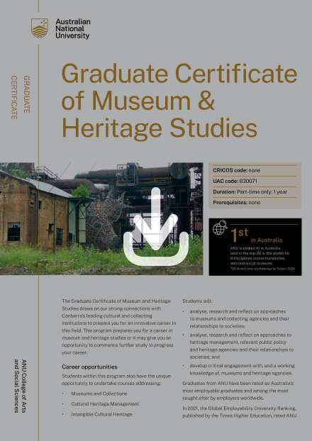 Graduate Certificate of Museum and Heritage Studies flyer