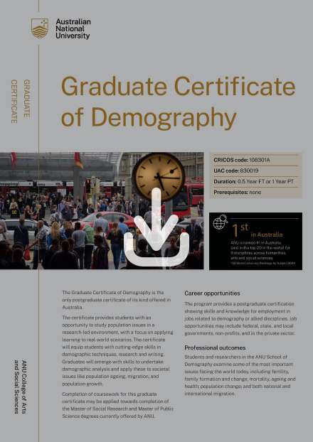 Graduate Certificate of Demography flyer