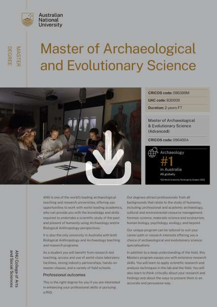 Master of Archaeological and Evolutionary Science flyer