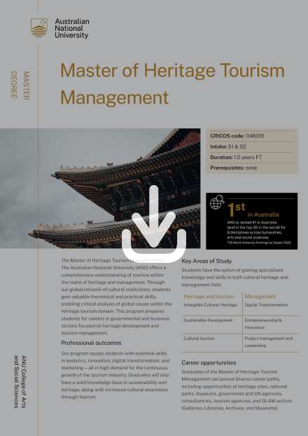 Master of Heritage Tourism Management flyer