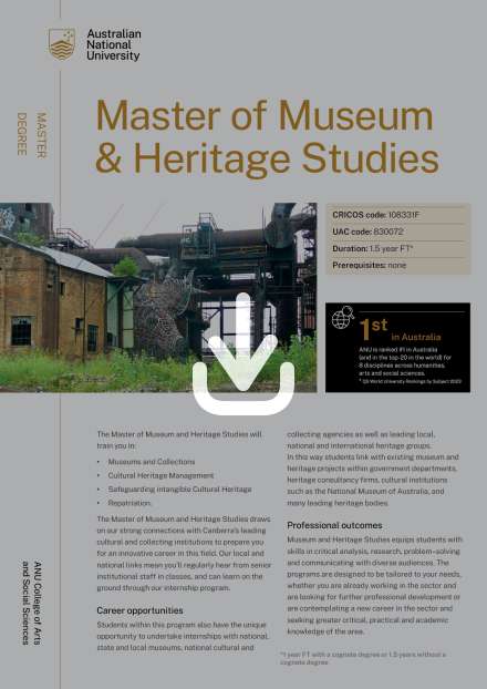 Master of Museum and Heritage Studies flyer