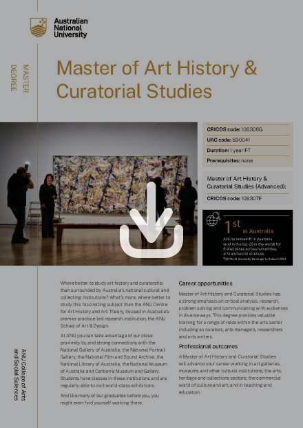 Master of Art History and Curatorial Studies flyer