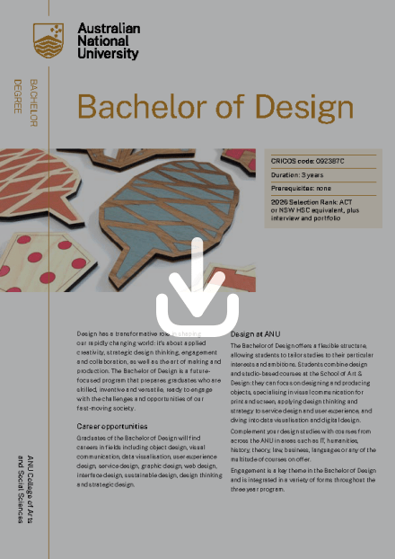 ANU Bachelor of Design flyer