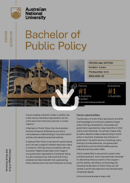 ANU Bachelor of Public Policy flyer