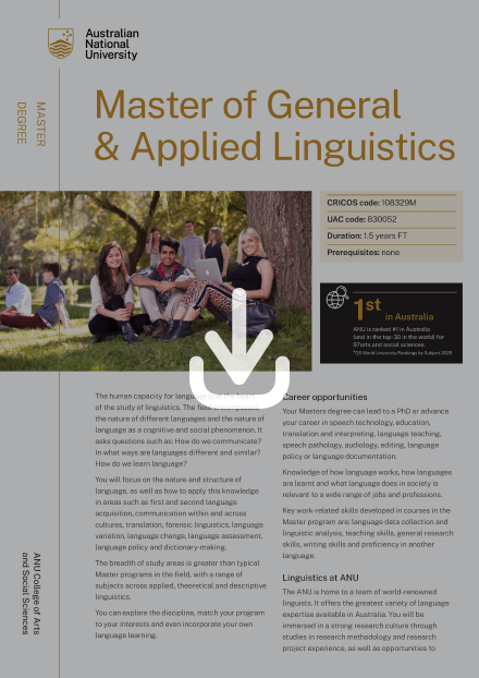 ANU Master of General and Applied Linguistics flyer
