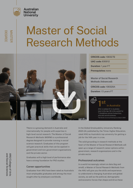 ANU Master of Social Research Methods flyer