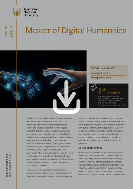 ANU Master of Digital Humanities flyer