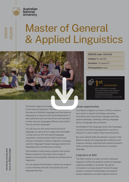 ANU Master of General and Applied Linguistics flyer