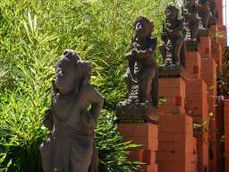 Bamboo and Balinese statues in the gardens of the Indonesian embassy