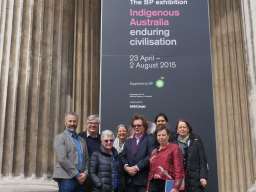 The ANU Engaging Objects research team with partner researchers from the NMA and British Museum. (L-R): John Carty, Howard Moprhy, Frances Morphy Maria Nugent, Ian Coates, Jilda Andrews, Lissant Bolton and Gaye Sculthorpe. Image © Benedict Johnson. 