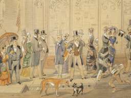 Doing the Block. Great Collins St, Mebourne, 1880, water colour. State Library of Victoria