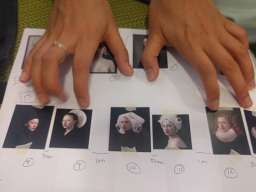 Annette says: "With this image and this image here, they've got white head pieces and these two are most similar to each other. The order of them, because they're all facing this way and then these two bracket the group that way."