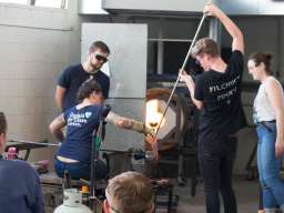 Team work in the glass workshop, ANU School of Art Open House