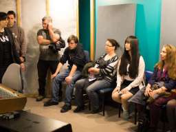 Dr Samantha Bennett explains the recording process in the School of Music's recording studio