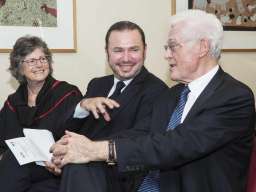 Former French Prime Minister Lionel Jospin (R) and Ambassador of France Mr Christophe Lecourtier (C)