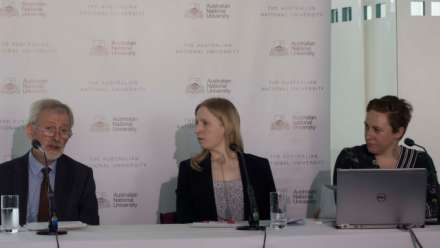  From left, study authors Professor Ian McAllister, Sarah Cameron, and Dr Jill Sheppard, at the launch in Parliament House, Canberra
 