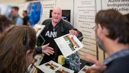  There was strong demand for information about College disciplines at the 2015 Open Day. Photo: Stuart Hay, ANU
 