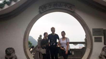  (L-R) Cassandra Wilson, Aidan Wanna and Madeline Ryan are among four ANU Criminology students on exchange in Hong Kong this semester. Image: supplied
 