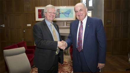  ANU Vice-Chancellor Professor Brian Schmidt AC and Indiana University President Michael A McRobbie AO.
 