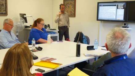  Dr Will Sanders leads the course for students in the classroom and those joining remotely via Adobe Connect software
 