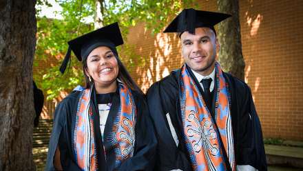  Charlee-Sue Frail and fellow graduate Bhiamie Eckford-Williamson.
 