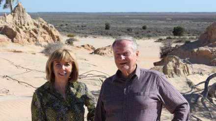  Andrew Pike and Ann McGrath on location on "the Walls of China" at Lake Mungo.
 