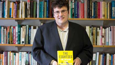  Professor Frank Bongiorno with his book The Eighties: The Decade That Transformed Australia.
 