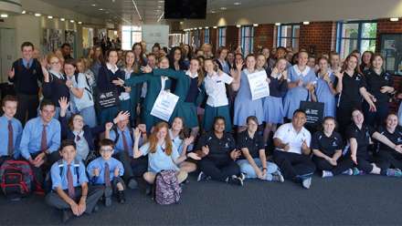  Group photo of students attending Day 1 of the HASS Showcase.
 