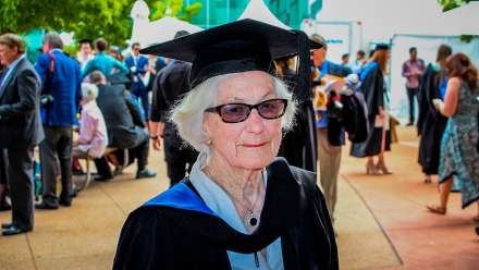  Jacqueline Dwyer graduates at 90.
 