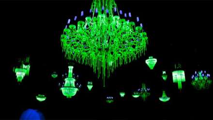  Chandeliers made from uranium glass. Image: www.kenandjuliayonetani.com
 