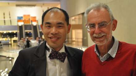  Dr Kevin Windle (right) with Henry Liu, outgoing president of the International Federation of Translators. Image: Jørgen Christian Wind Nielsen
 