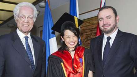  Professor Jacqueline Lo (centre), Former French Prime Minister Lionel Jospin (L) and Ambassador of France Mr Christophe Lecourtier (R).
 