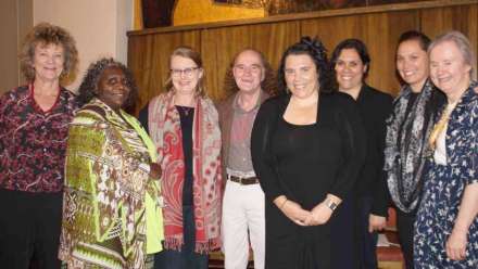  Members of the ARC Centre of Excellence in the Dynamics of Language, Glen Freeman and the sister group Biliirr at the CASS Reconciliation lecture. 