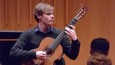 Andrew Blanch, first placed winner of the 2015 Whitworth Roach Classical Music Performance competition. Image by Peter Hislop.
 