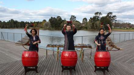 Sydney's Golden Bamboo Ensemble, from left Le Phuong, Phong Phuand Minh Ha, are among the performers. Photo: https://vietmusicfest2015.wordpress.com/performers/
 