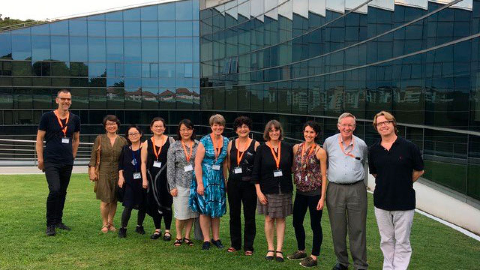 ANU and NTU scholars in the grounds of the NTU Singapore campus for their 2017 research symposium