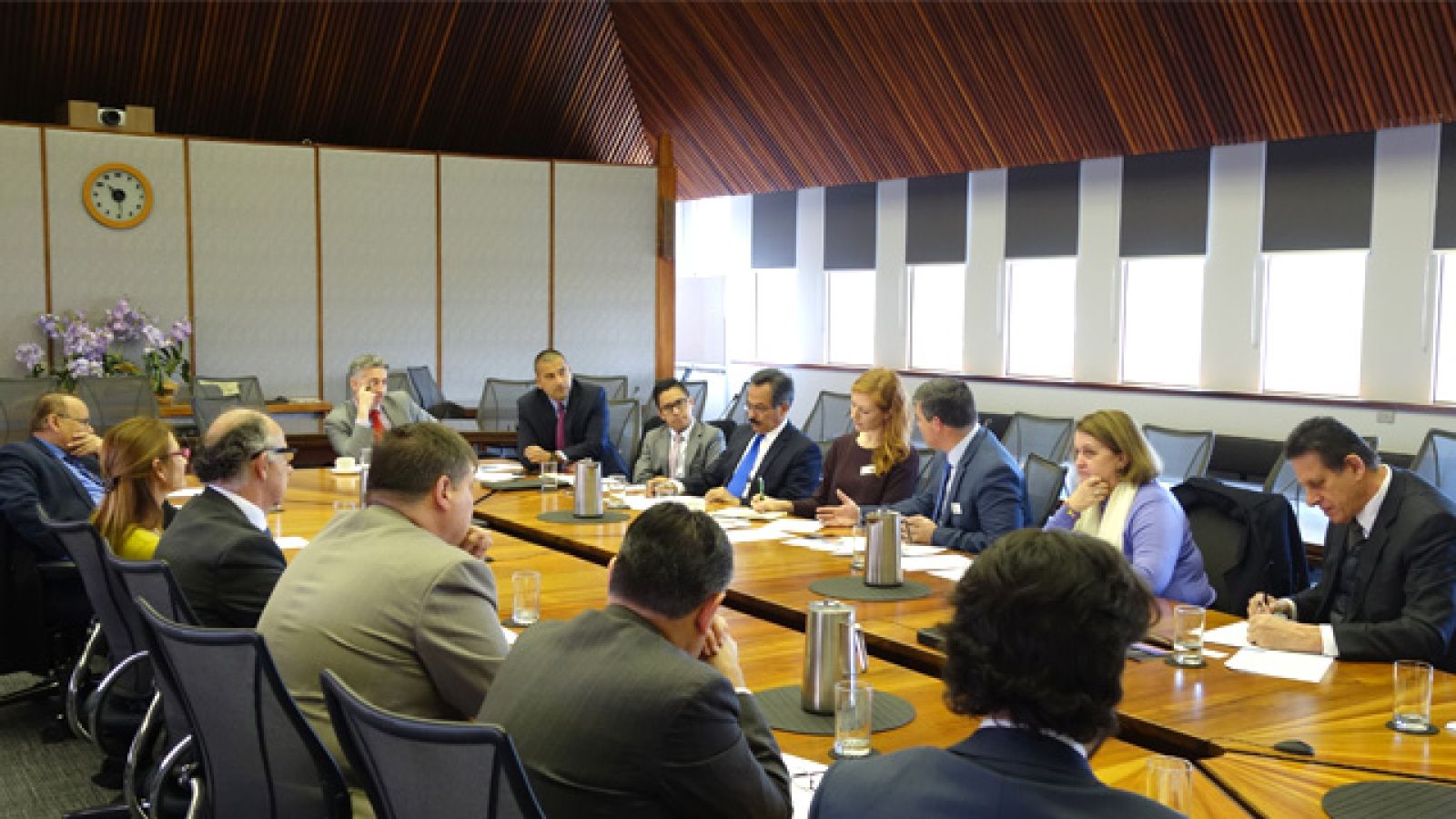 ANIP and ANCLAS officials and Latin American diplomats meet at ANU to discuss the new research project.