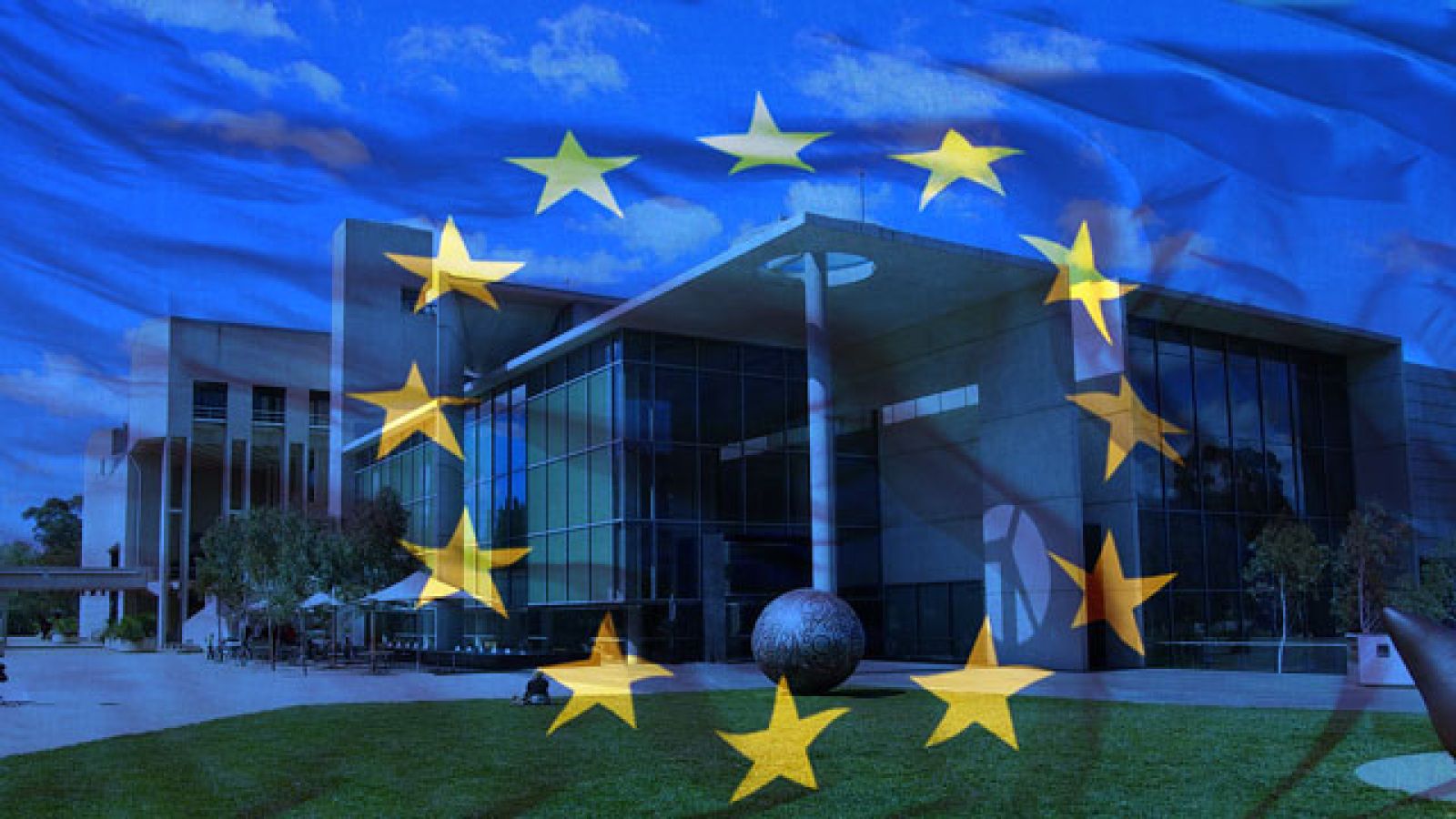National Gallery of Australia meets the European Union, via the ANU Centre for European Studies. EU flag photo by Hakan Dahlstrom/Flickr