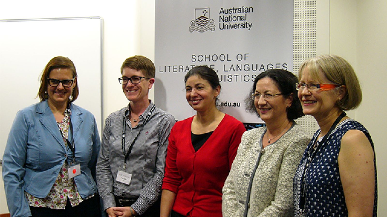 Left to right: Dr Heather Benbow (University of Melbourne), Dr Katie Sutton (ANU), Ms Hatice Akyuen, Ms Gerda Winkler (Counsellor and Deputy Head of Mission), Dr Gabriele Schmidt (ANU).