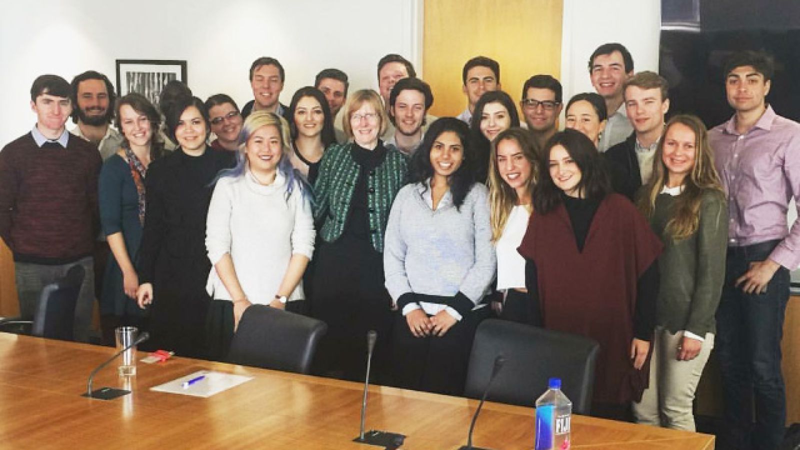 ANU alumna Jacqui Douglas, (third from left, dark green dress), with fellow students at the Australian Permanent Mission to the UN in New York.
